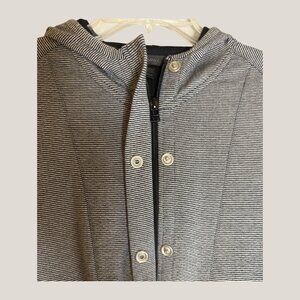 Soma Women’s Hooded Snap-Front Jacket – Gray Striped – Size Medium